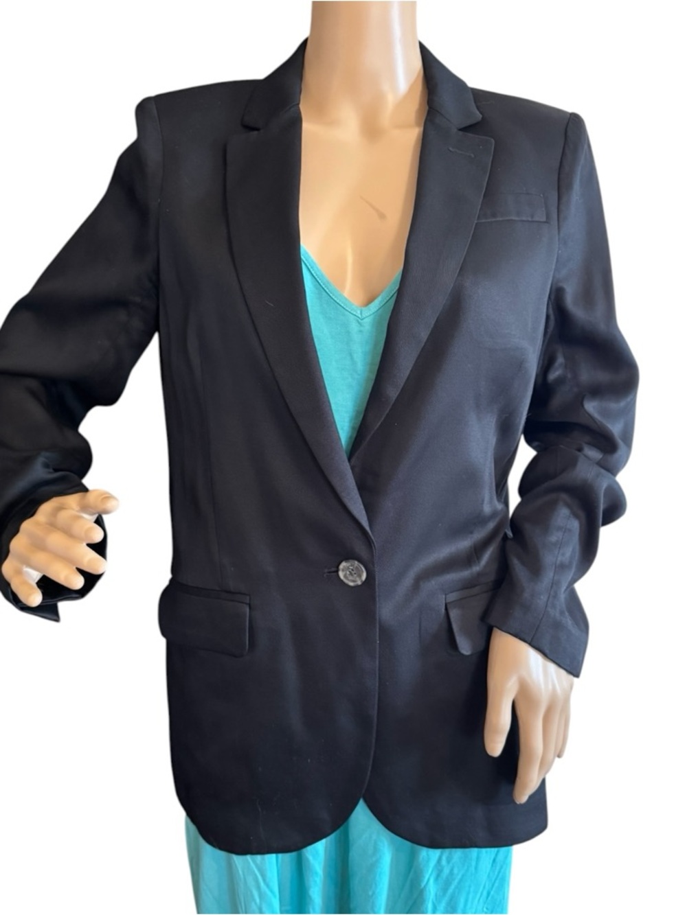 J. Crew Alfie Notch Lapel Blazer Size 6 Single Button Front 100% Lyocell Black